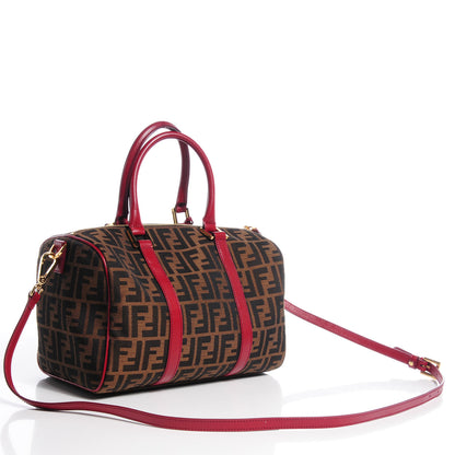 Fendi Zucca Calfskin Medium Convertible Boston Satchel Tobacco Granada 3 of 12