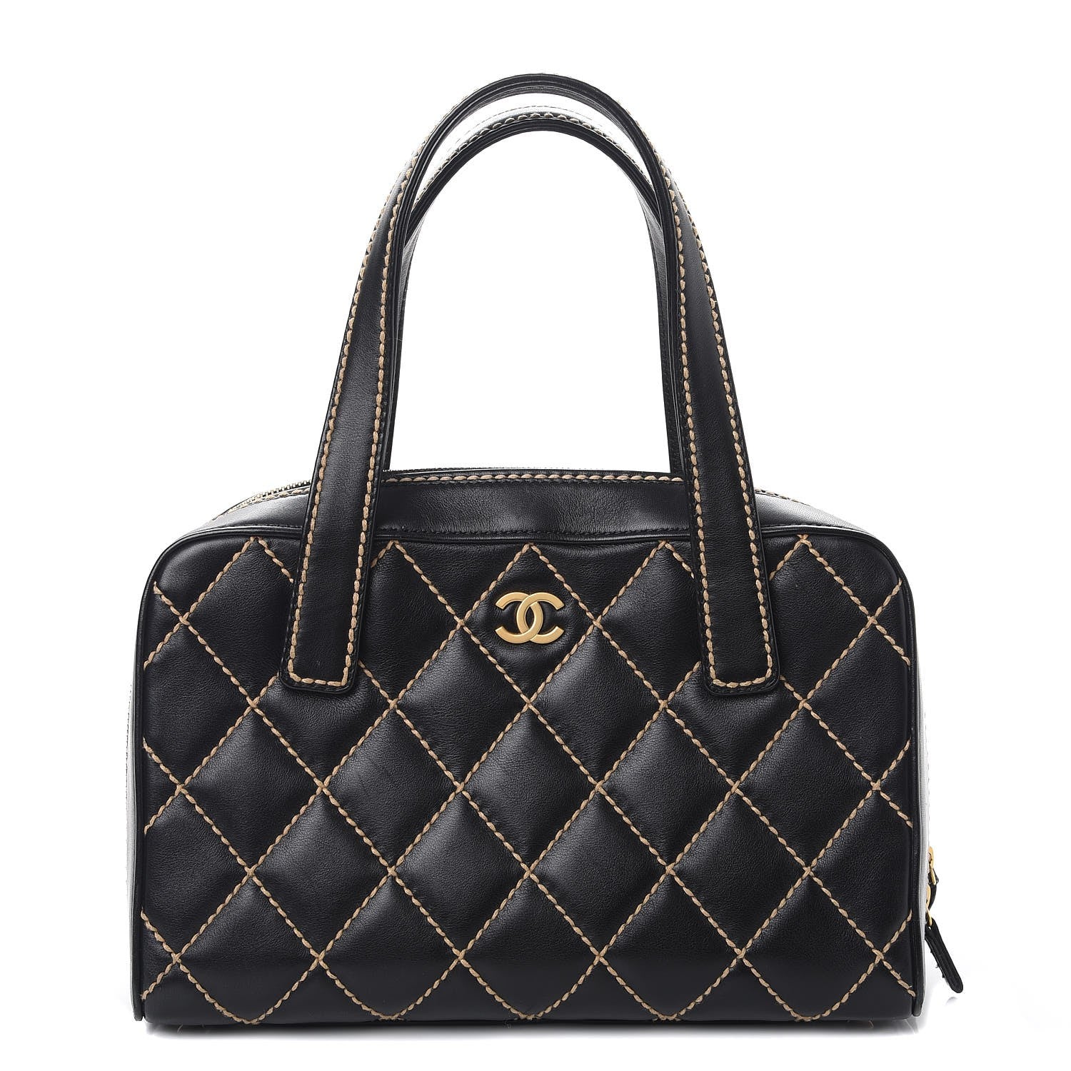 Chanel Calfskin Wild Stitch Top Handle Bag Black 1 of 9