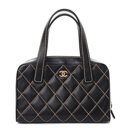 Chanel Calfskin Wild Stitch Top Handle Bag Black 1 of 9