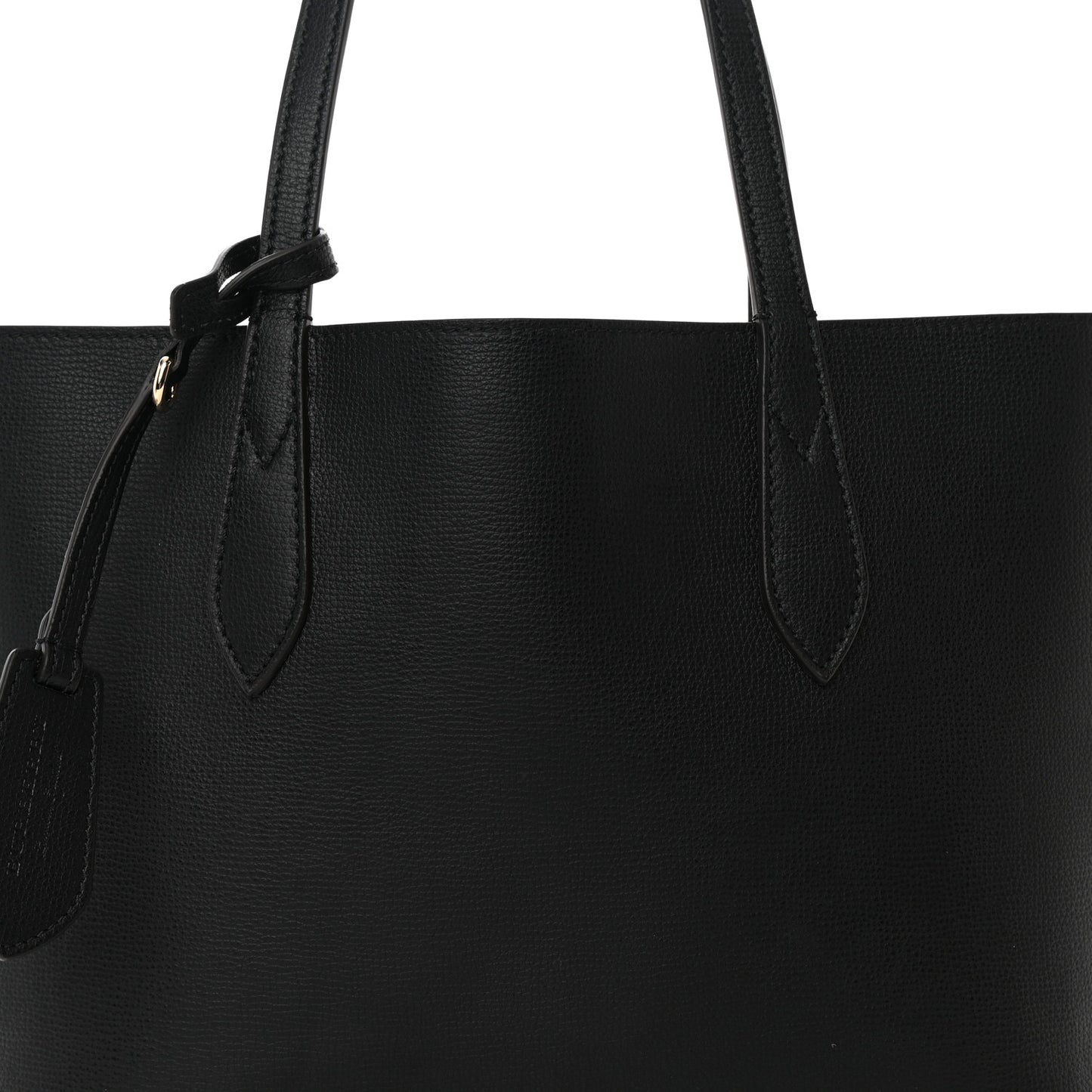 Grainy Calfskin Haymarket Check Medium Reversible Tote Black