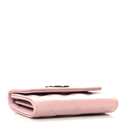 Chanel Caviar Quilted Studded CC Flap Card Holder Light Pink 4 of 10