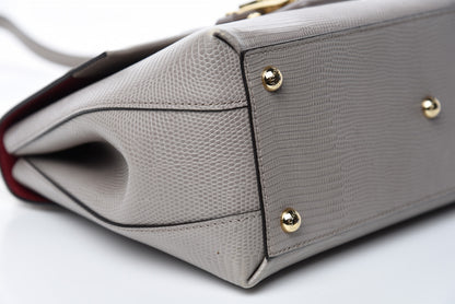 Dolce & Gabbana Iguana Calfskin Embossed Lucia Top Handle Bag Grey 10 of 12