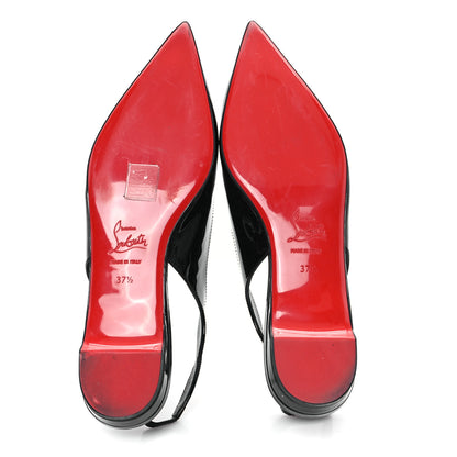 Christian Louboutin Patent Hot Chickita Slingback Flats 37.5 Black 6 of 9