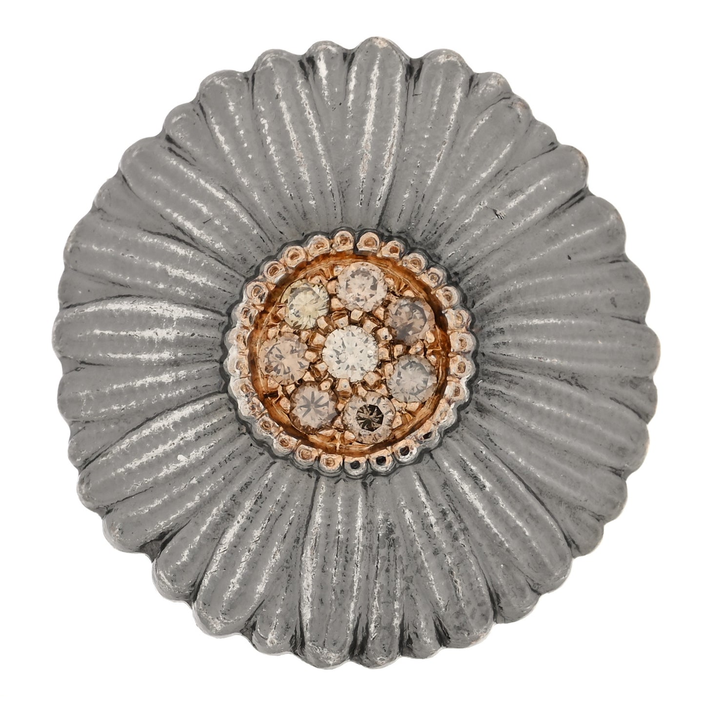 Sterling Silver Gold Vermeil Cognac Diamond Blossoms Daisy Ring  52 6