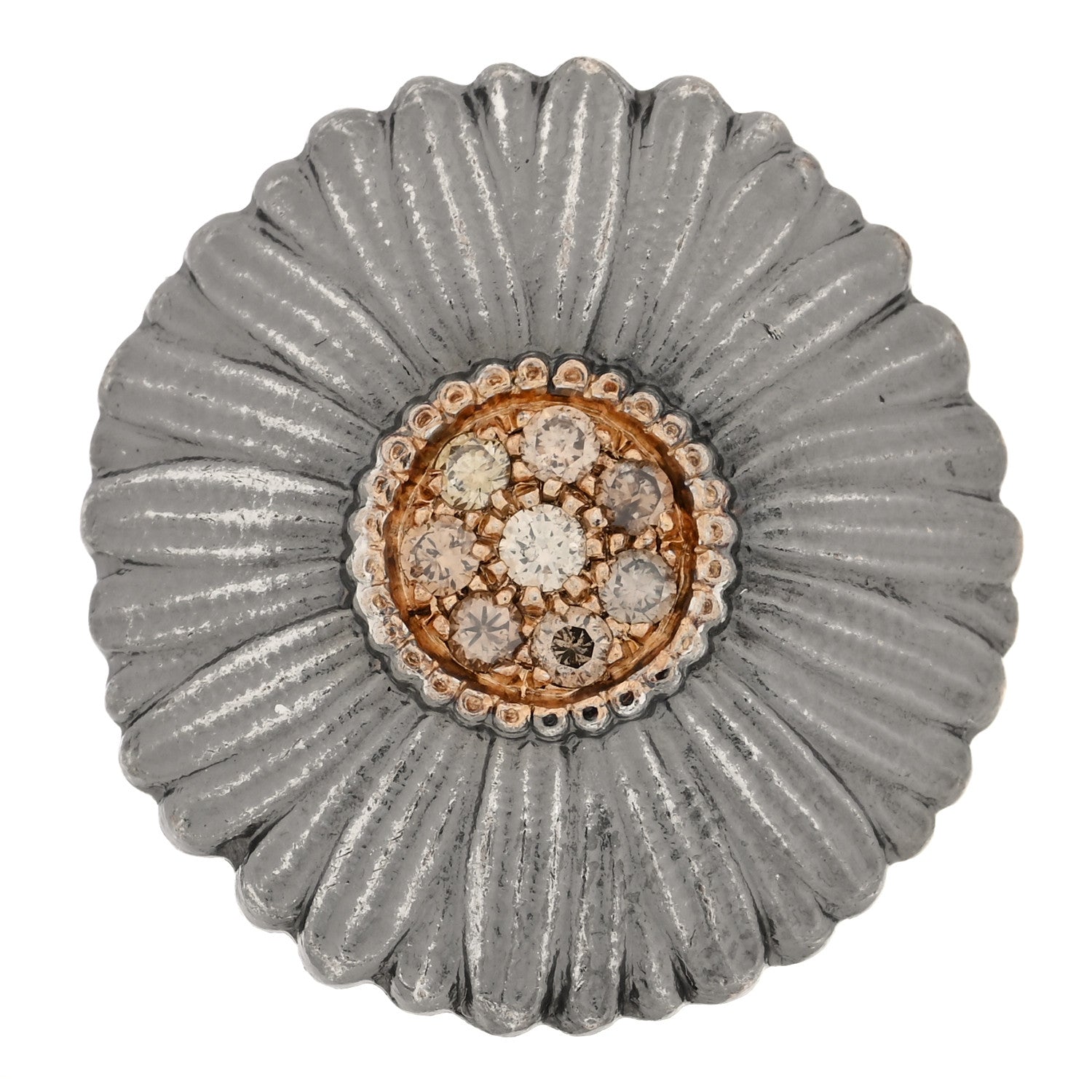 Buccellati Sterling Silver Gold Vermeil Cognac Diamond Blossoms Daisy Ring  52 6 1 of 4