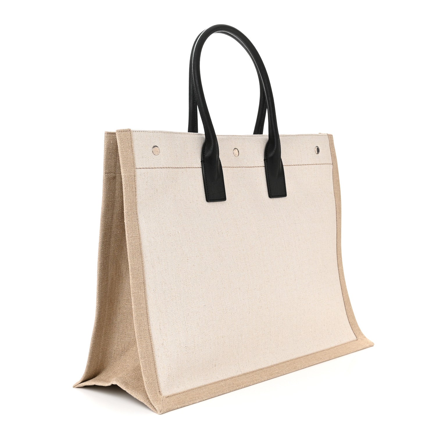 Saint Laurent Linen Calfskin Rive Gauche Tote Optic White 3 of 11