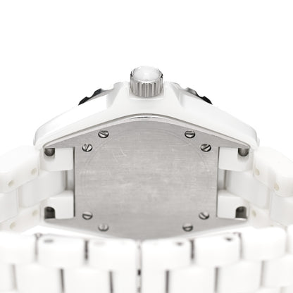 Chanel Stainless Steel Ceramic Diamond Pave Bezel 33mm J12 Quartz Watch White 4 of 5