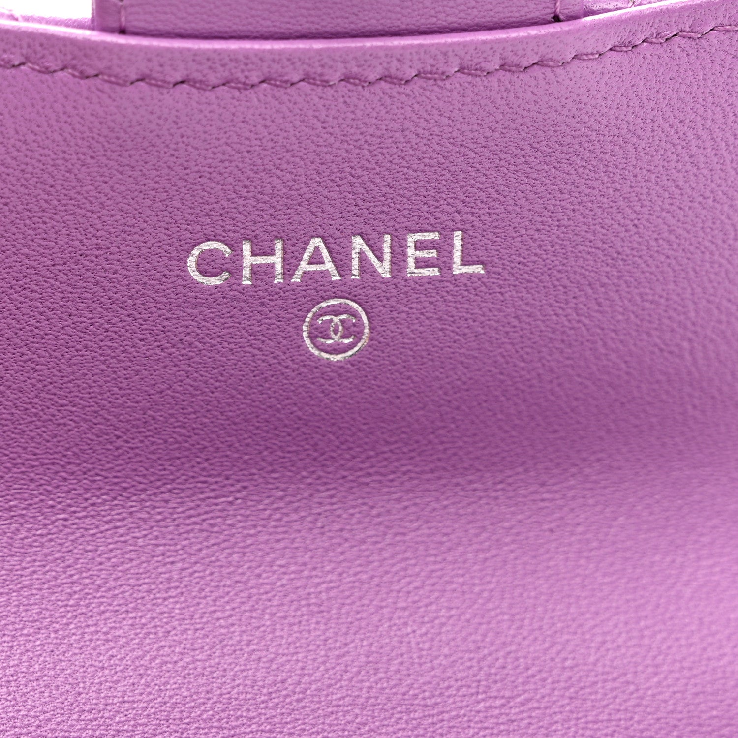 Chanel Lambskin Quilted Flap Card Holder Wallet Purple 7 of 9