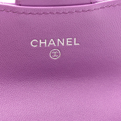 Chanel Lambskin Quilted Flap Card Holder Wallet Purple 7 of 9