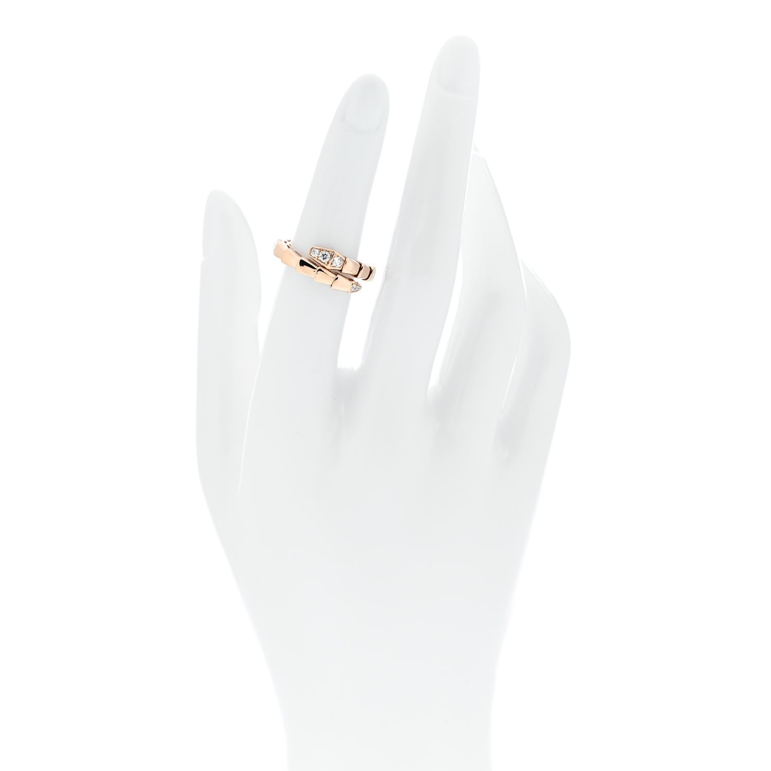 Bulgari 18K Rose Gold Diamond Serpenti Viper Single Spiral Ring 51 5.75 -  53 6.5 2 of 5
