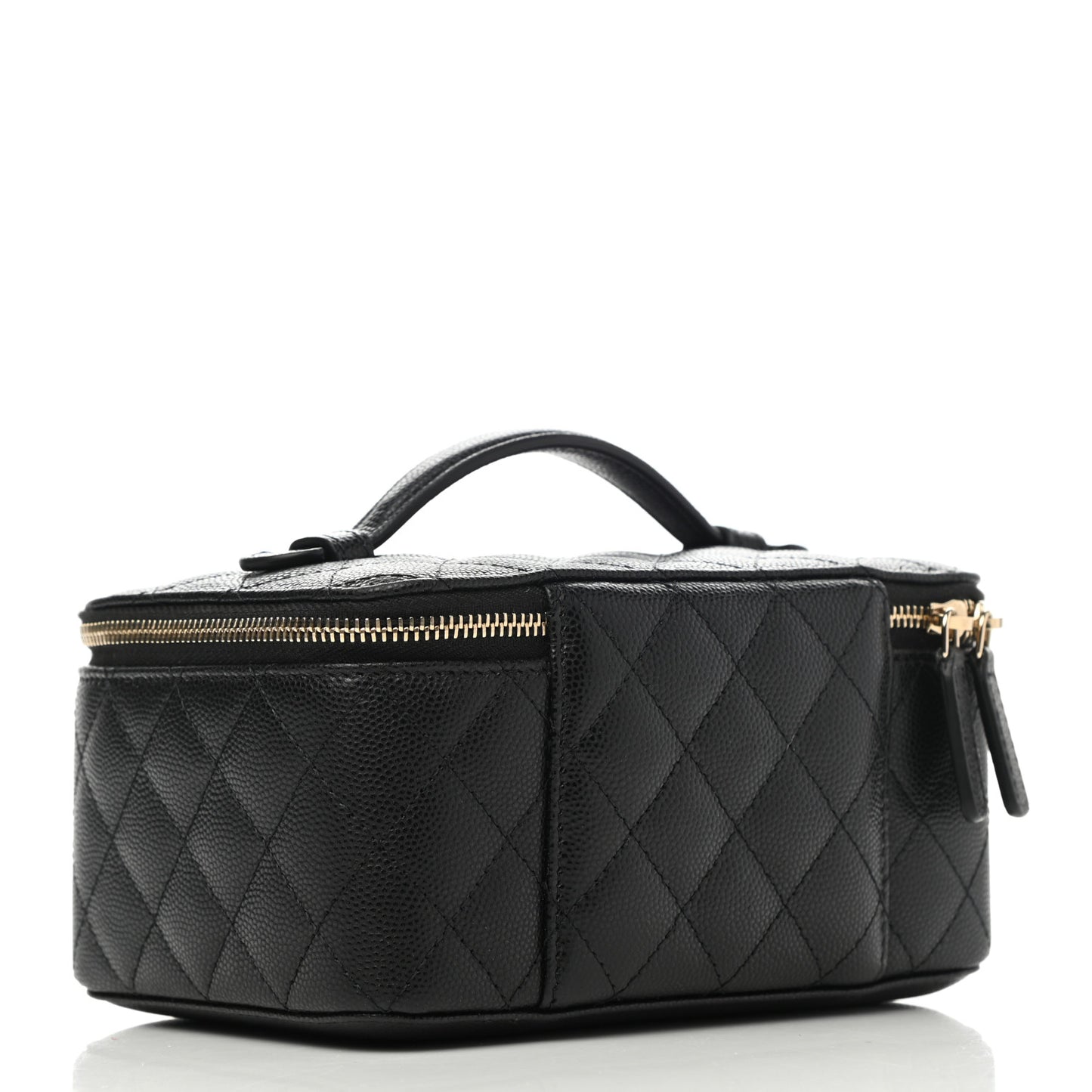 Caviar Quilted Top Handle Jewelry Case Black