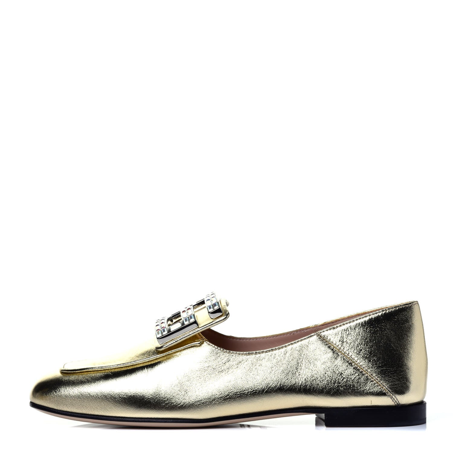 Gucci Metallic Nappa Crystal Square G Madelyn Loafers 36.5 Gold 1 of 8