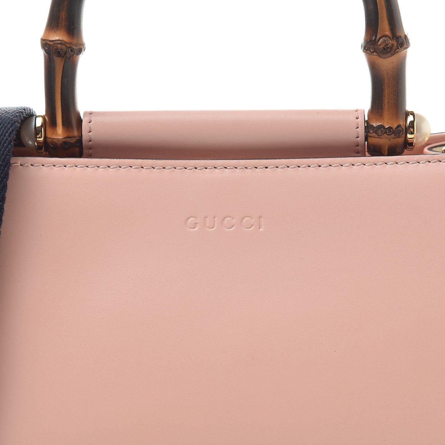 Nappa Bamboo Web Mini Nymphaea Top Handle Bag Perfect Pink Mystic White