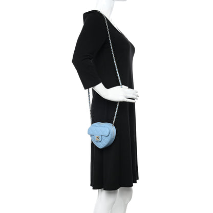 Chanel Lambskin Quilted CC In Love Heart Clutch With Chain Light Blue 2 of 12