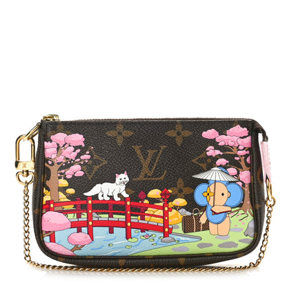 Louis Vuitton Monogram 2021 Christmas Animation Japanese Garden Mini Pochette Accessories Wisteria Pink 1 of 8
