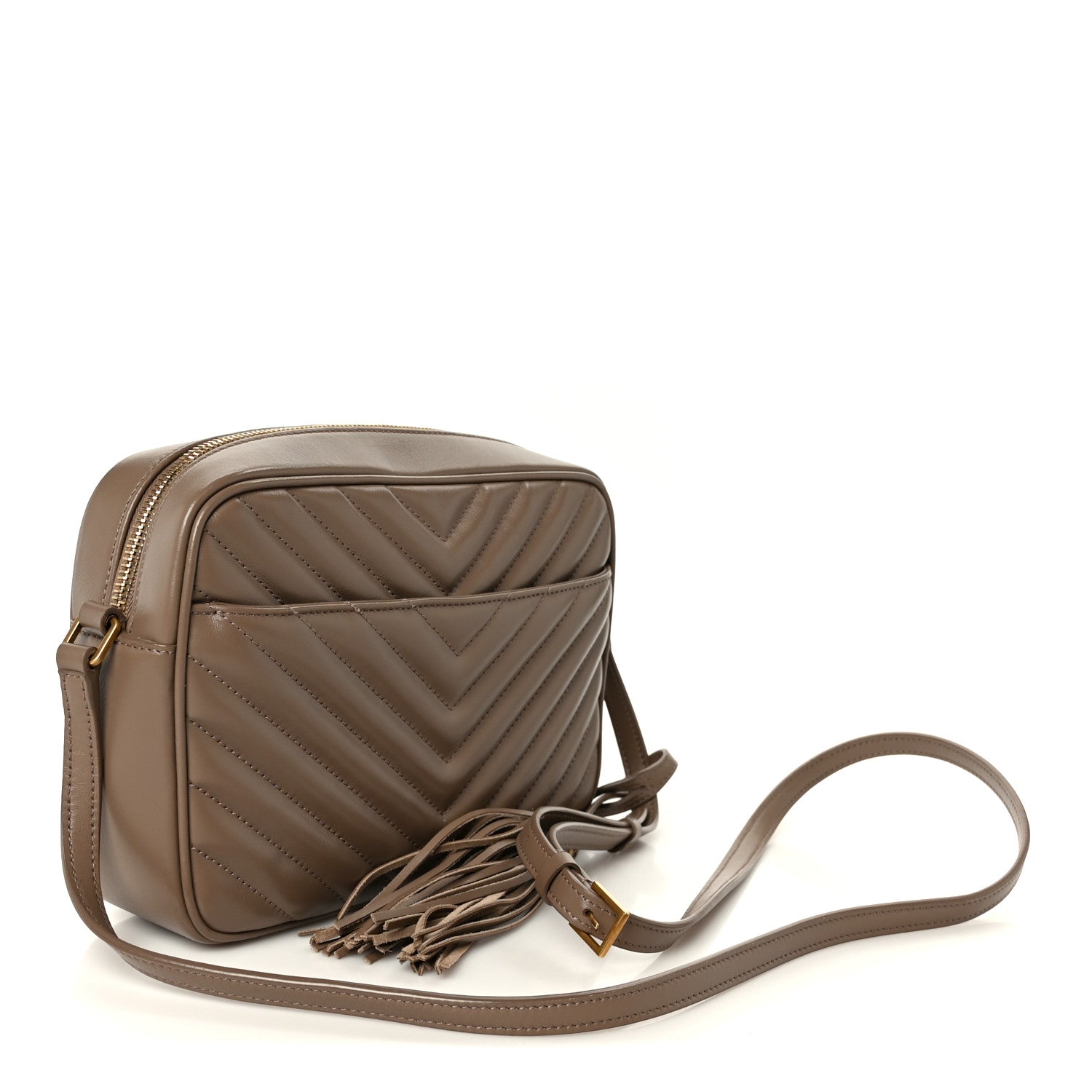 Saint Laurent Calfskin Matelasse Monogram Lou Camera Bag Dark Beige 3 of 11