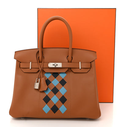 Hermes Swift Epsom Tressage Birkin 30 Gold Bleu de Nord Bleu Indigo 11 of 11