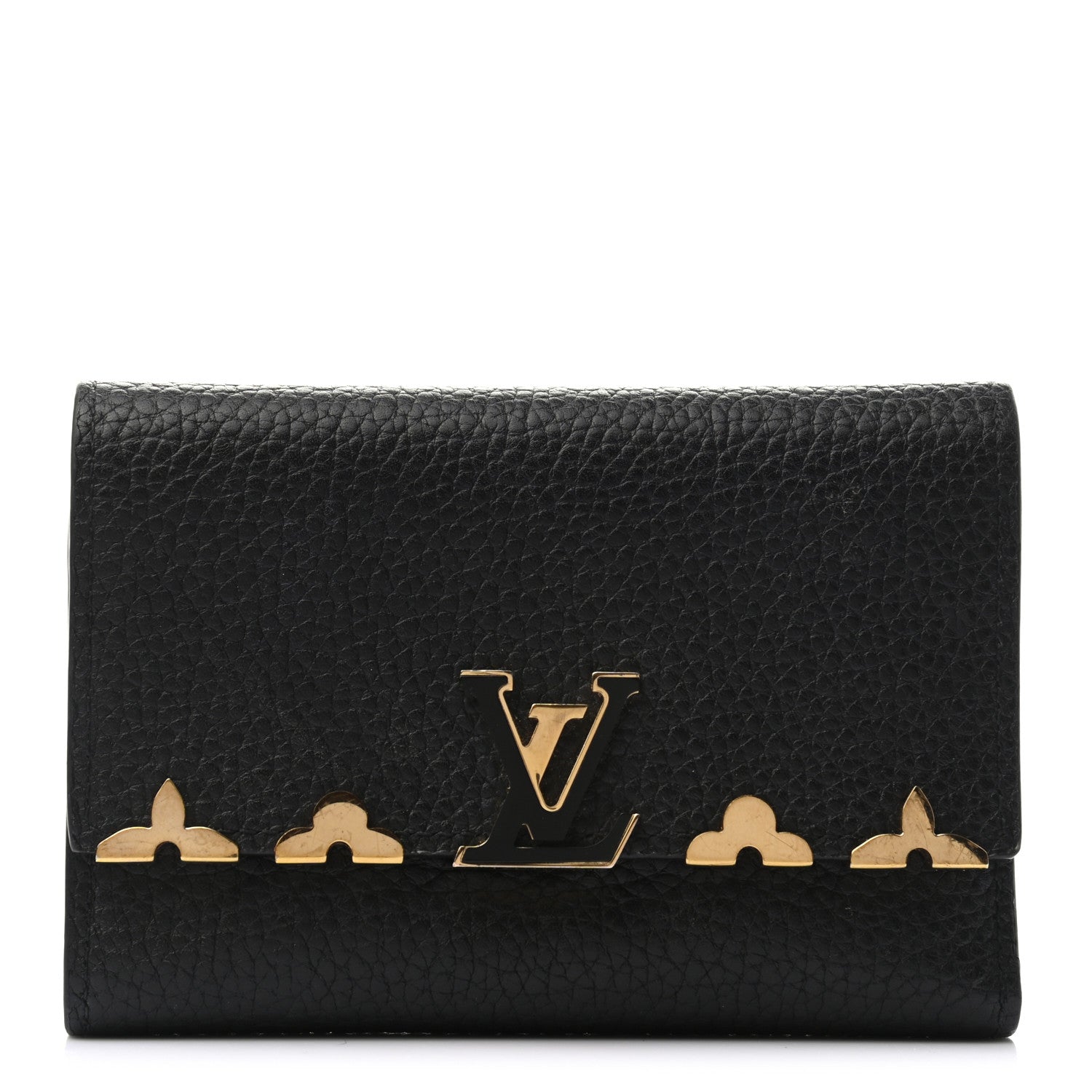 Louis Vuitton Taurillon Embellished Capucines Compact Wallet Black 1 of 7