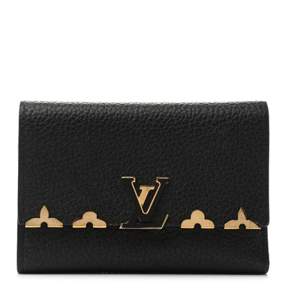 Louis Vuitton Taurillon Embellished Capucines Compact Wallet Black 1 of 7