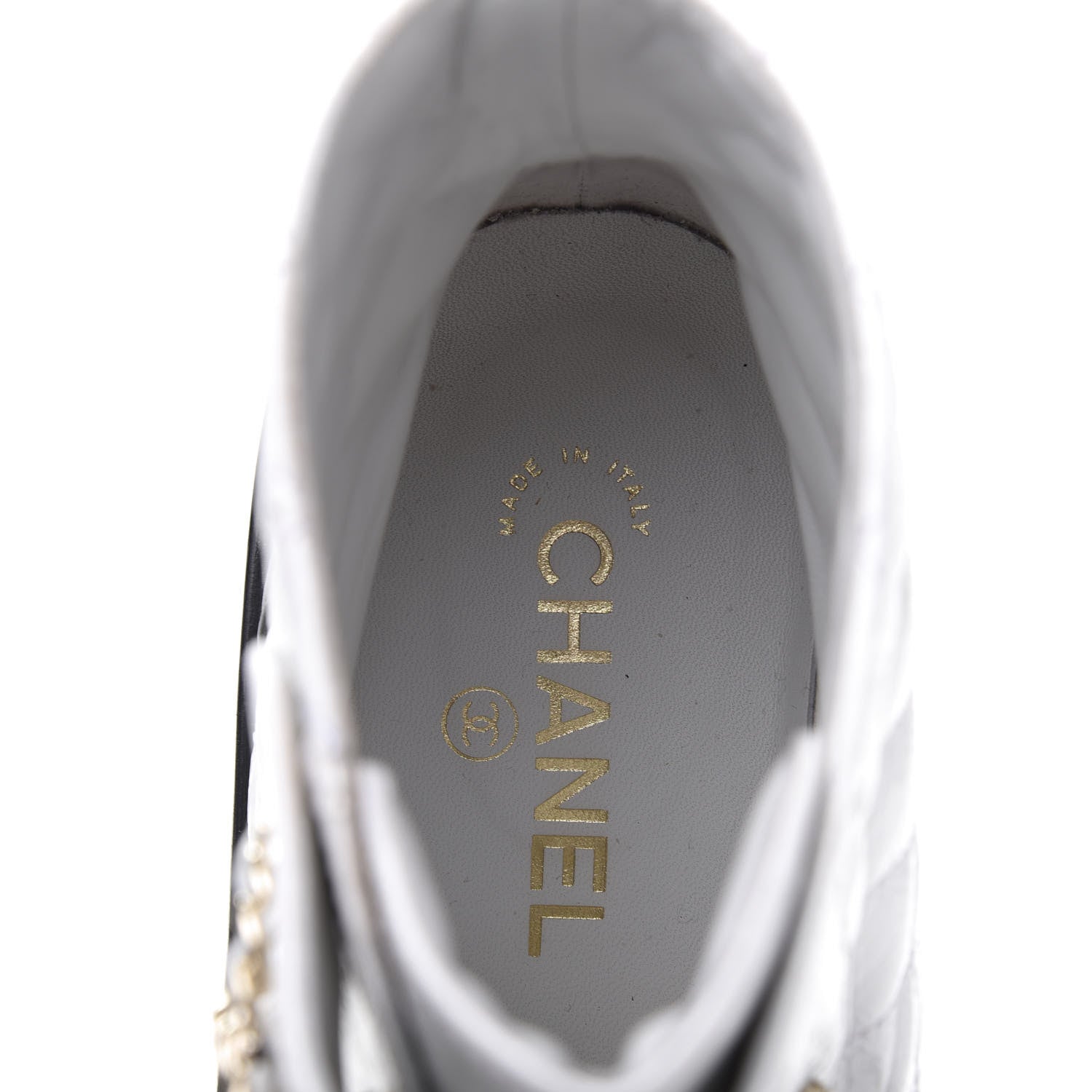Chanel Shiny Goatskin Calfskin Quilted Lace Up Combat Boots 41 Black White 6 of 9