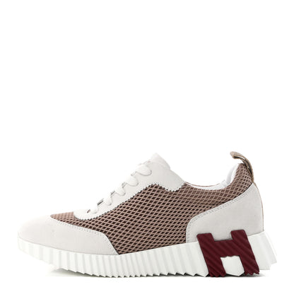 Hermes Air Mesh Suede Goatskin Bouncing Sneakers 36 Beige Argile White 1 of 12
