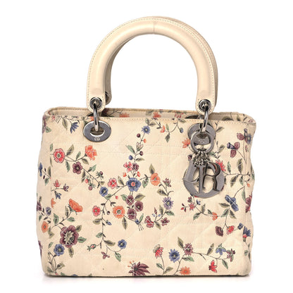 Christian Dior Canvas Nagoya Floral Medium Lady Dior White Multicolor 1 of 11
