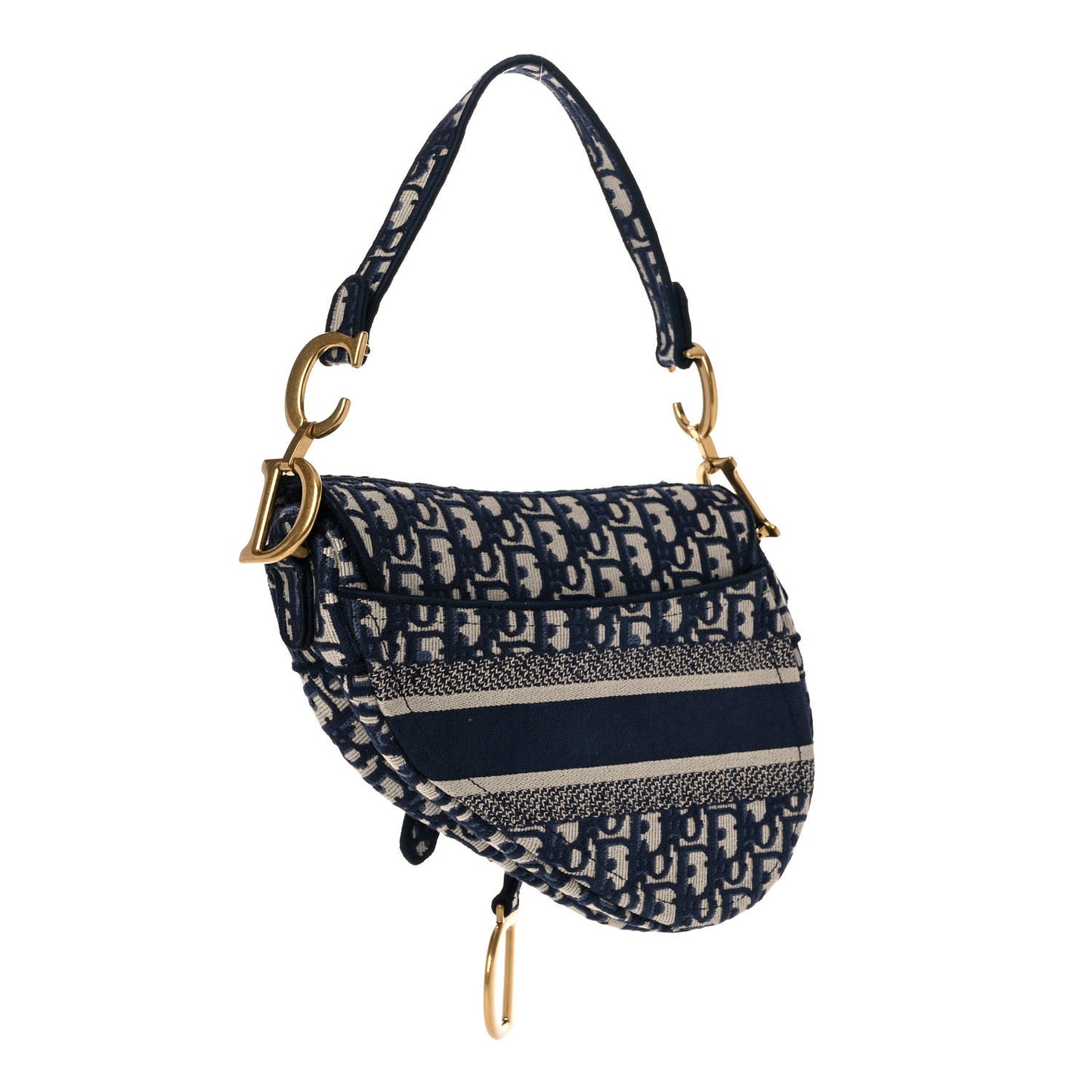 Oblique Embroidered Saddle Bag Blue