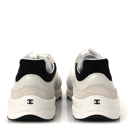 Chanel Calfskin Suede CC Womens Sneakers 39.5 White Black 6 of 11