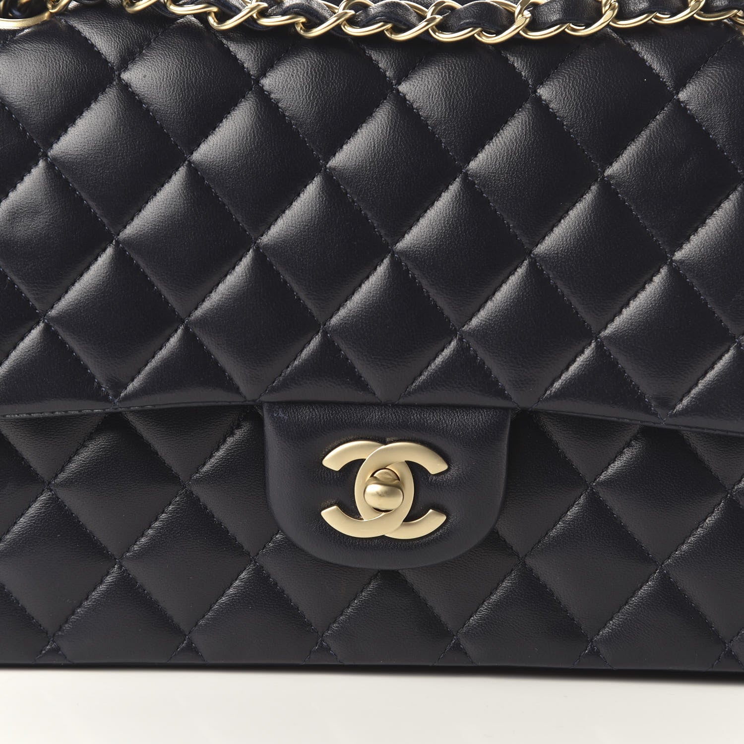 Chanel Lambskin Quilted Medium Double Flap Navy 10 of 12