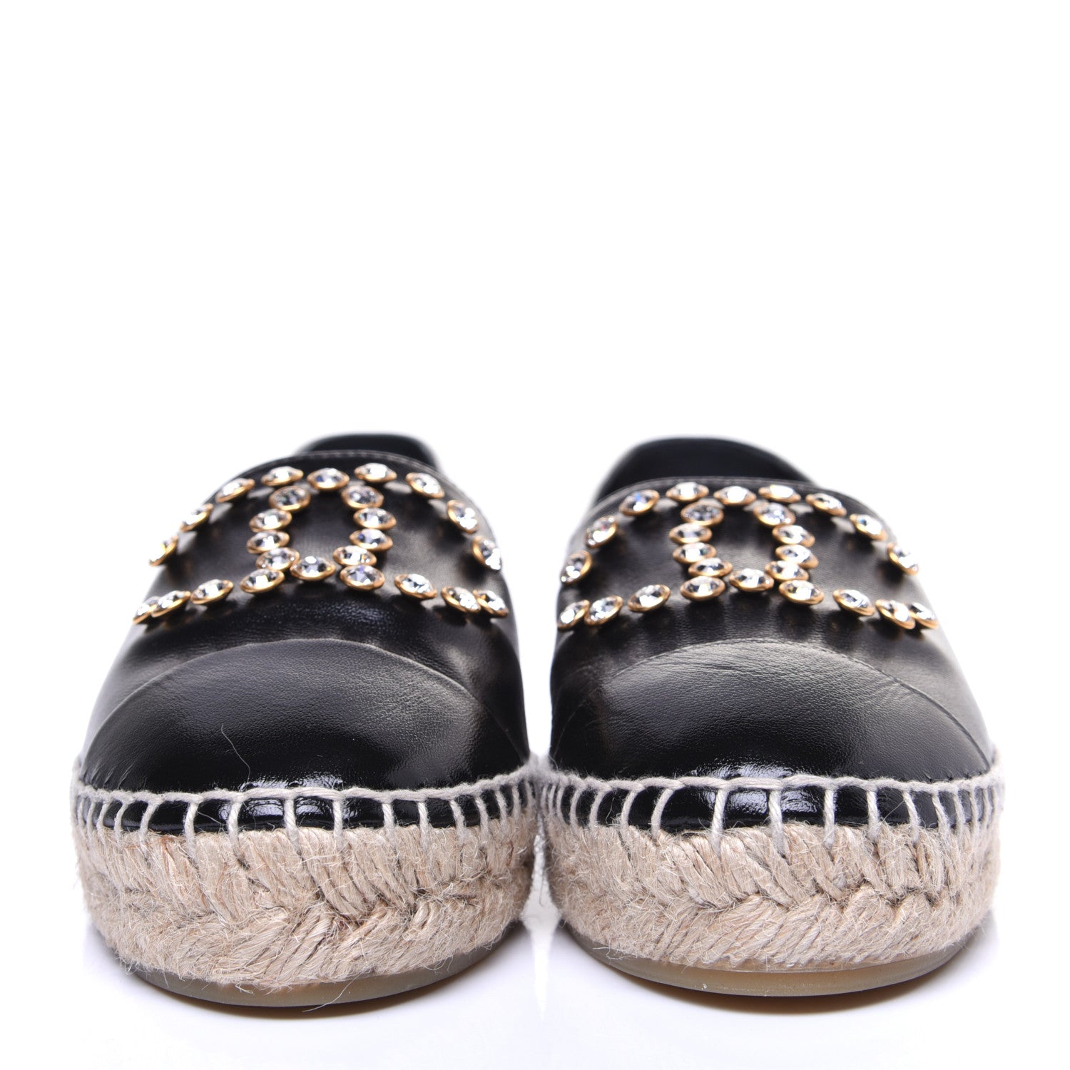 Chanel Patent Calfskin Crystal CC Espadrilles 36 Black 2 of 13
