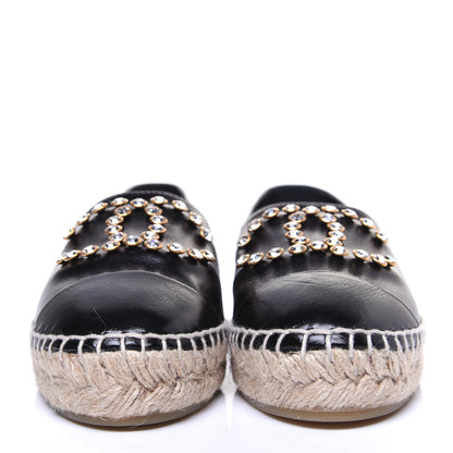 Chanel Patent Calfskin Crystal CC Espadrilles 36 Black 2 of 13