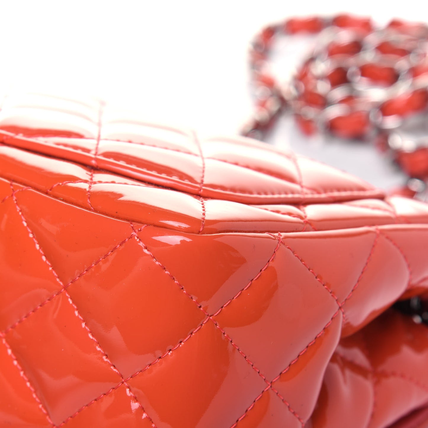Patent Quilted Mini Square Flap Orange