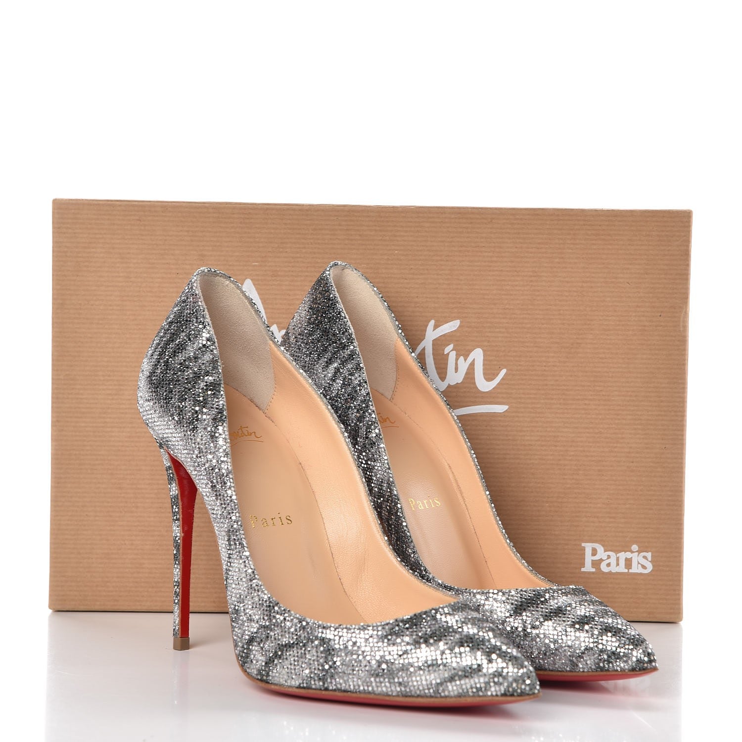 Christian Louboutin Glitter Sirene Pigalle Follies 100 Pumps 37.5 Silver 8 of 8
