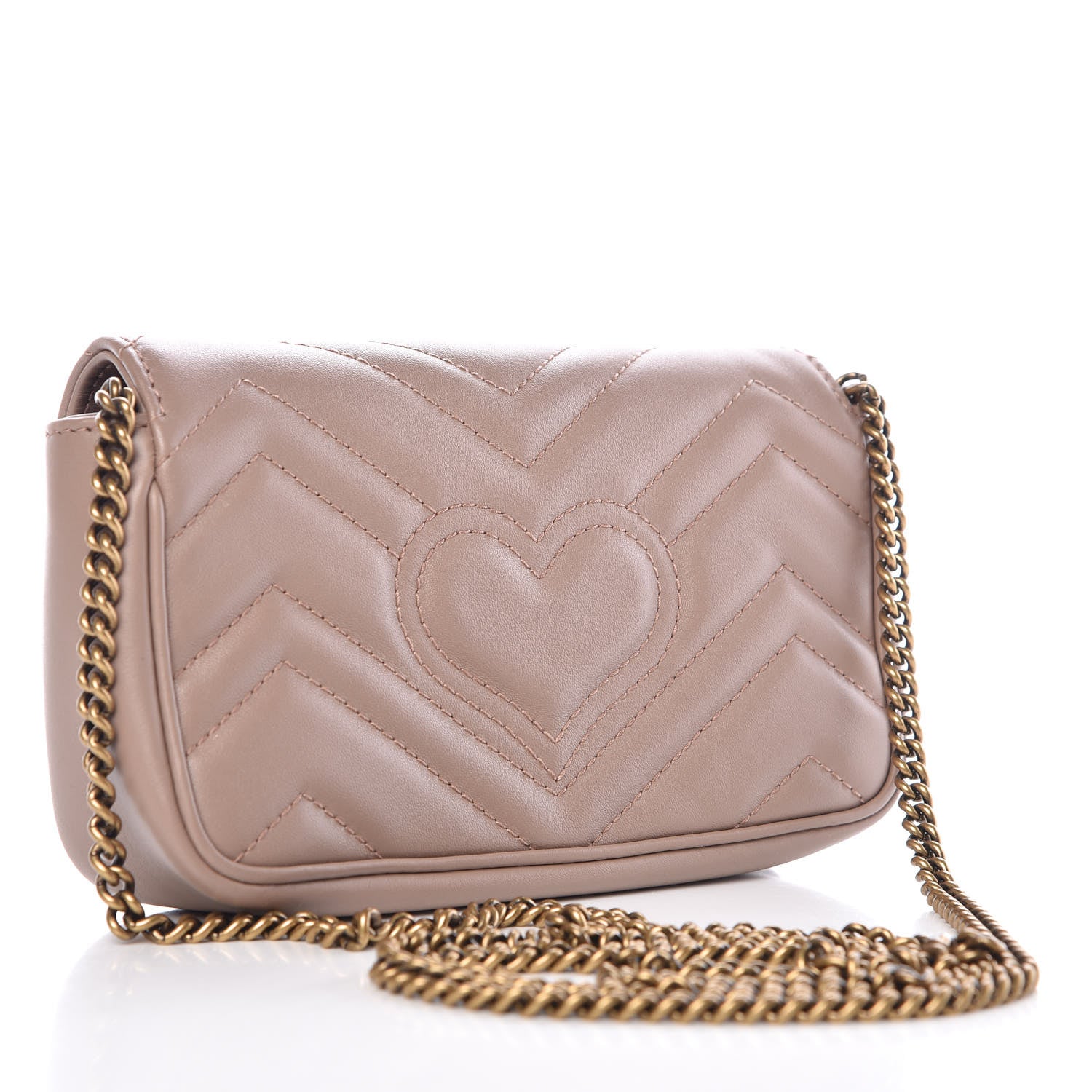 Gucci Calfskin Matelasse Super Mini GG Marmont Shoulder Bag Porcelain Rose 3 of 8