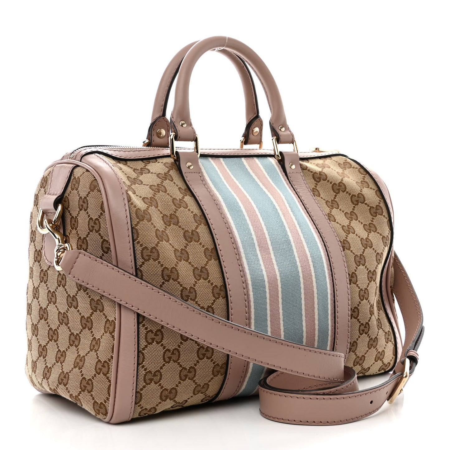 Monogram Vintage Web Medium Boston Pink Blue