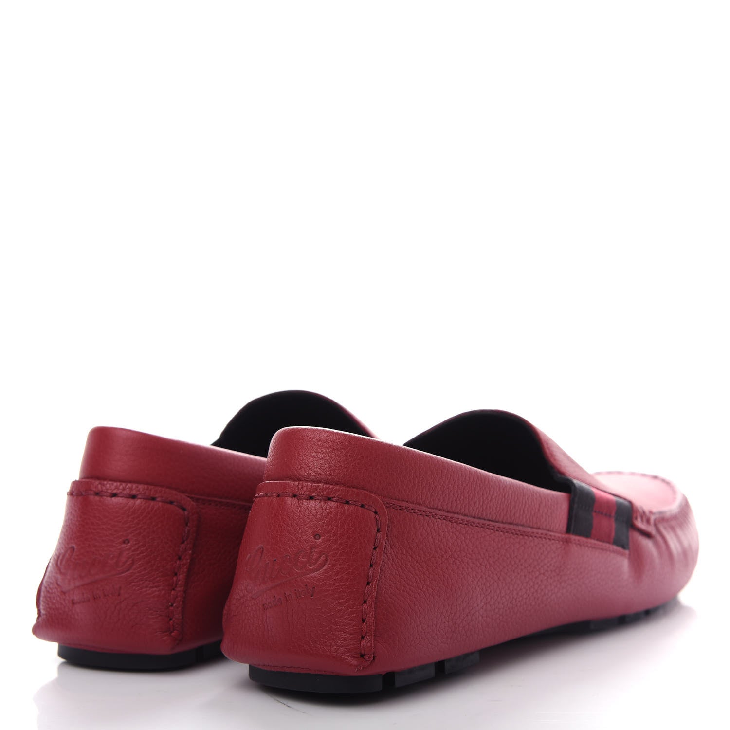 Gucci Calfskin Web Mens Driver Loafers 9 Red 4 of 11