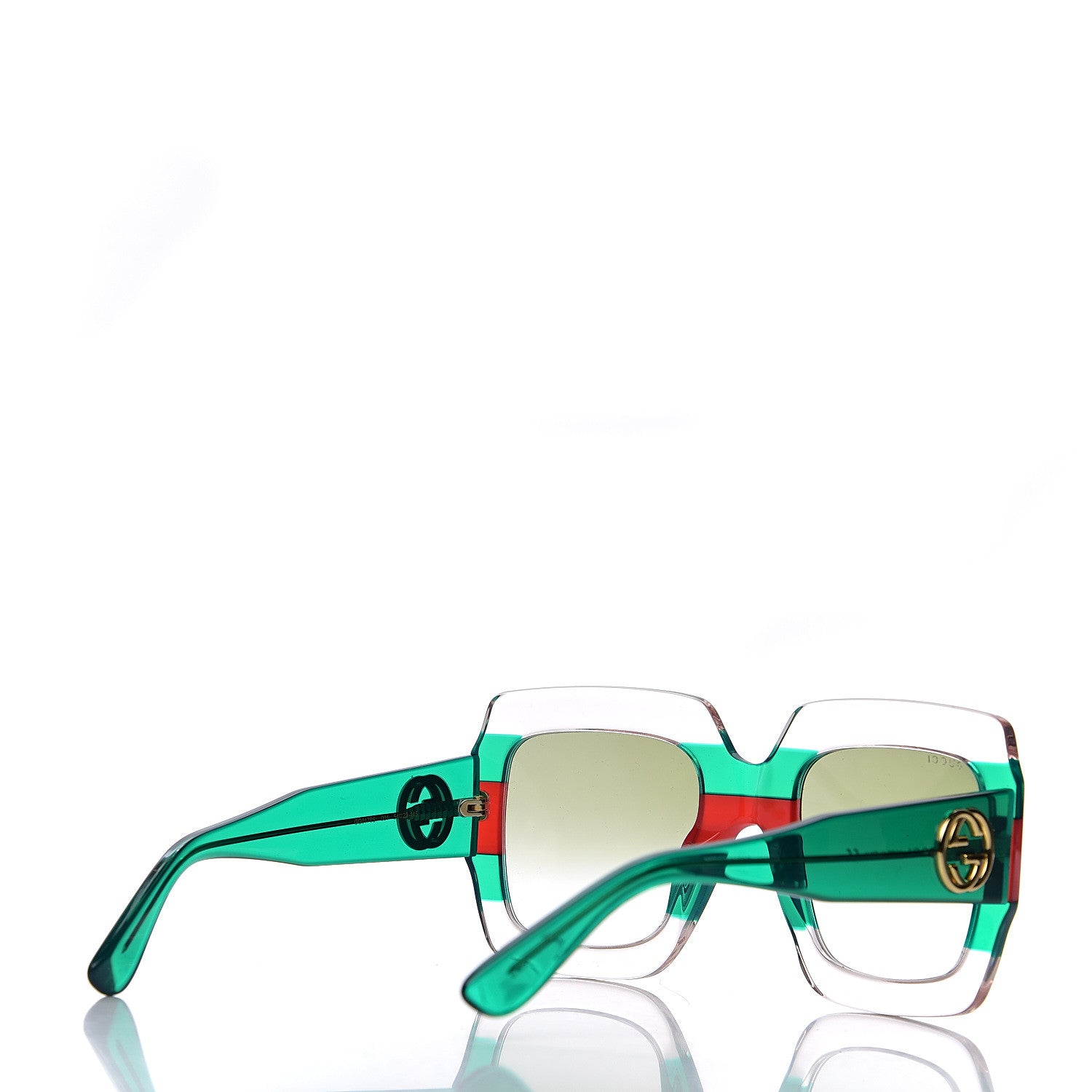 Gucci Square Web Frame GG0178S Sunglasses Green Red 4 of 8