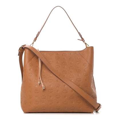 MCM Calfskin Ottomar Monogram Large Klara Hobo Cognac 1 of 12