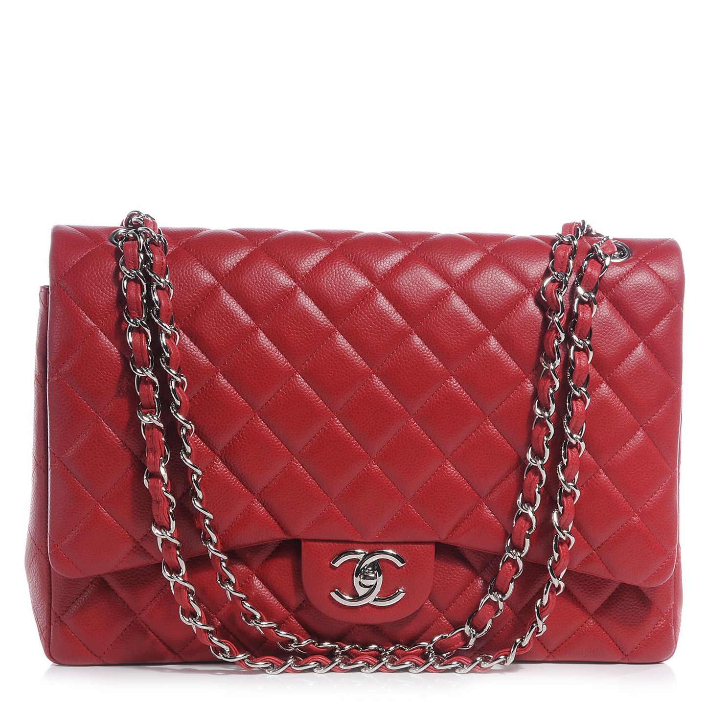 Caviar Quilted Maxi Double Flap Red