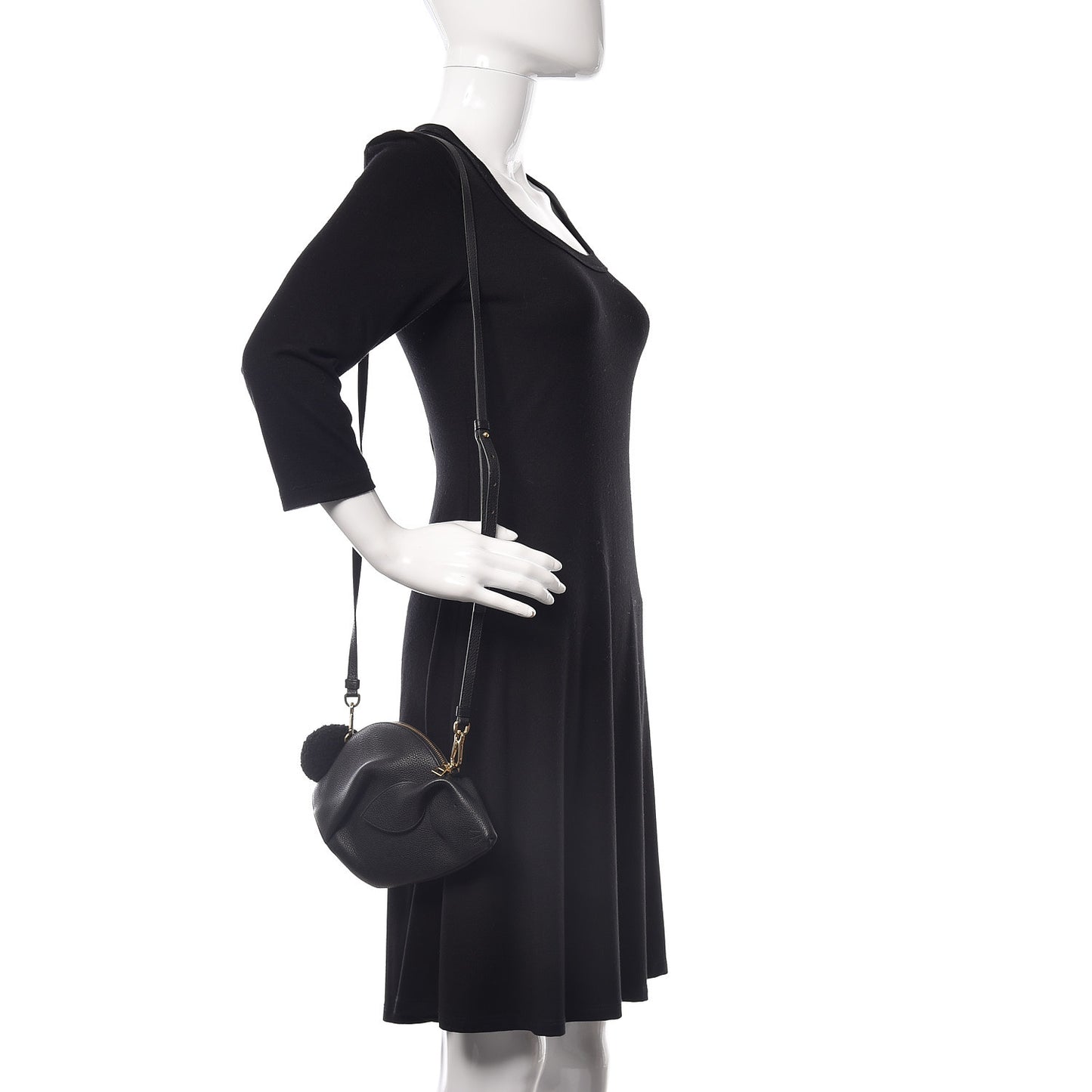 Calfskin Mini Bunny Crossbody Bag Black