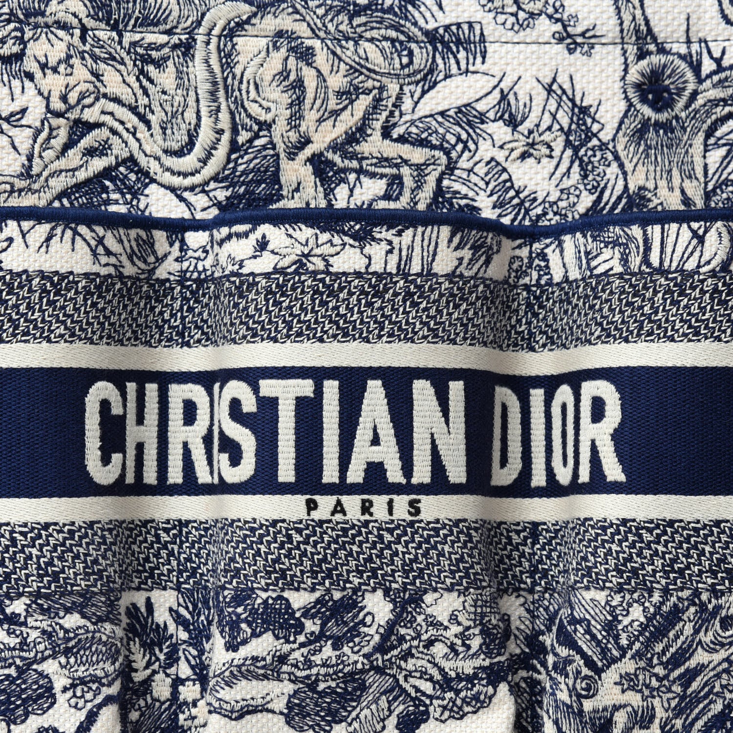 Christian Dior Canvas Embroidered Toile De Jouy Catherine Tote Blue 10 of 10