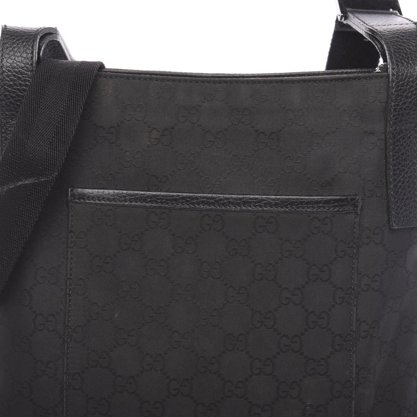 Nylon Monogram Flat Messenger Bag Black