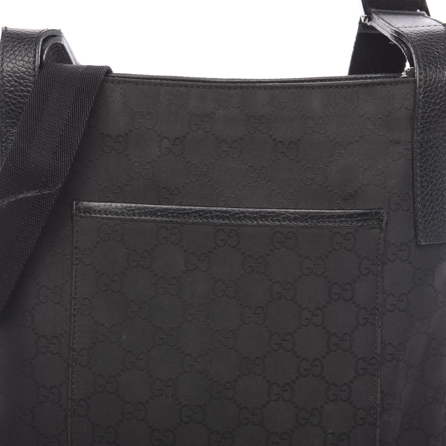 Gucci Nylon Monogram Flat Messenger Bag Black 9 of 11