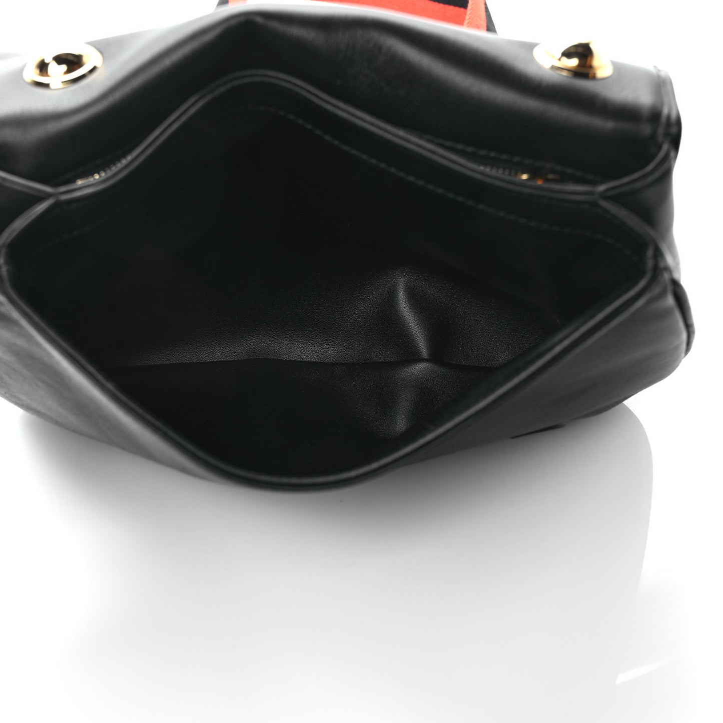Roxy Calfskin Web Medium Blondie Shoulder Flap Bag Black