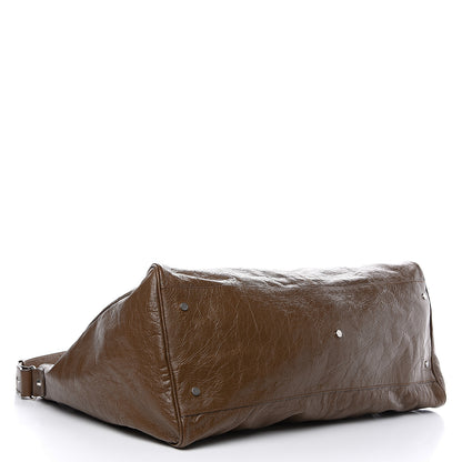 Balenciaga Agneau Classic Silver Hardware Weekender Brown 3 of 12
