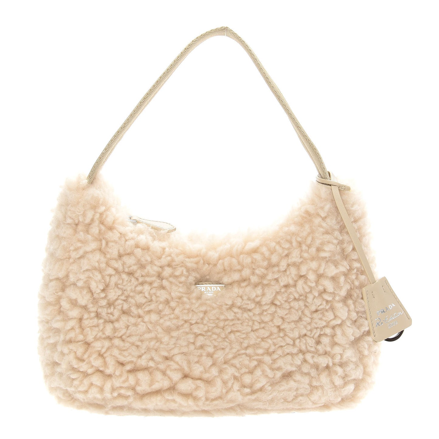 Shearling Mini Re-Edition 2000 Bag Ecru
