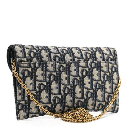 Christian Dior Oblique Saddle Chain Long Wallet Blue 4 of 11