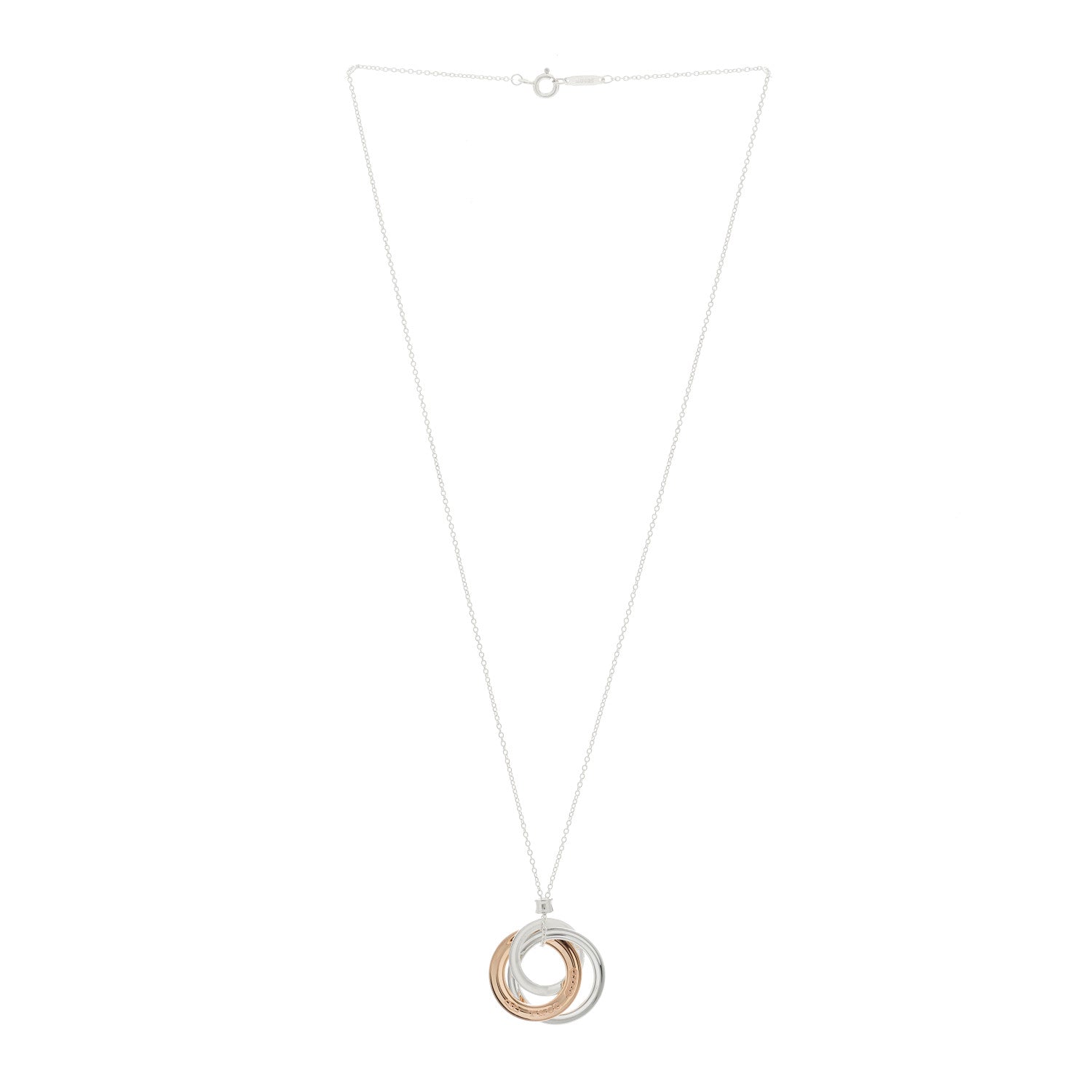 Tiffany Sterling Silver Rubedo Small Interlocking Circles Pendant Necklace 3 of 5