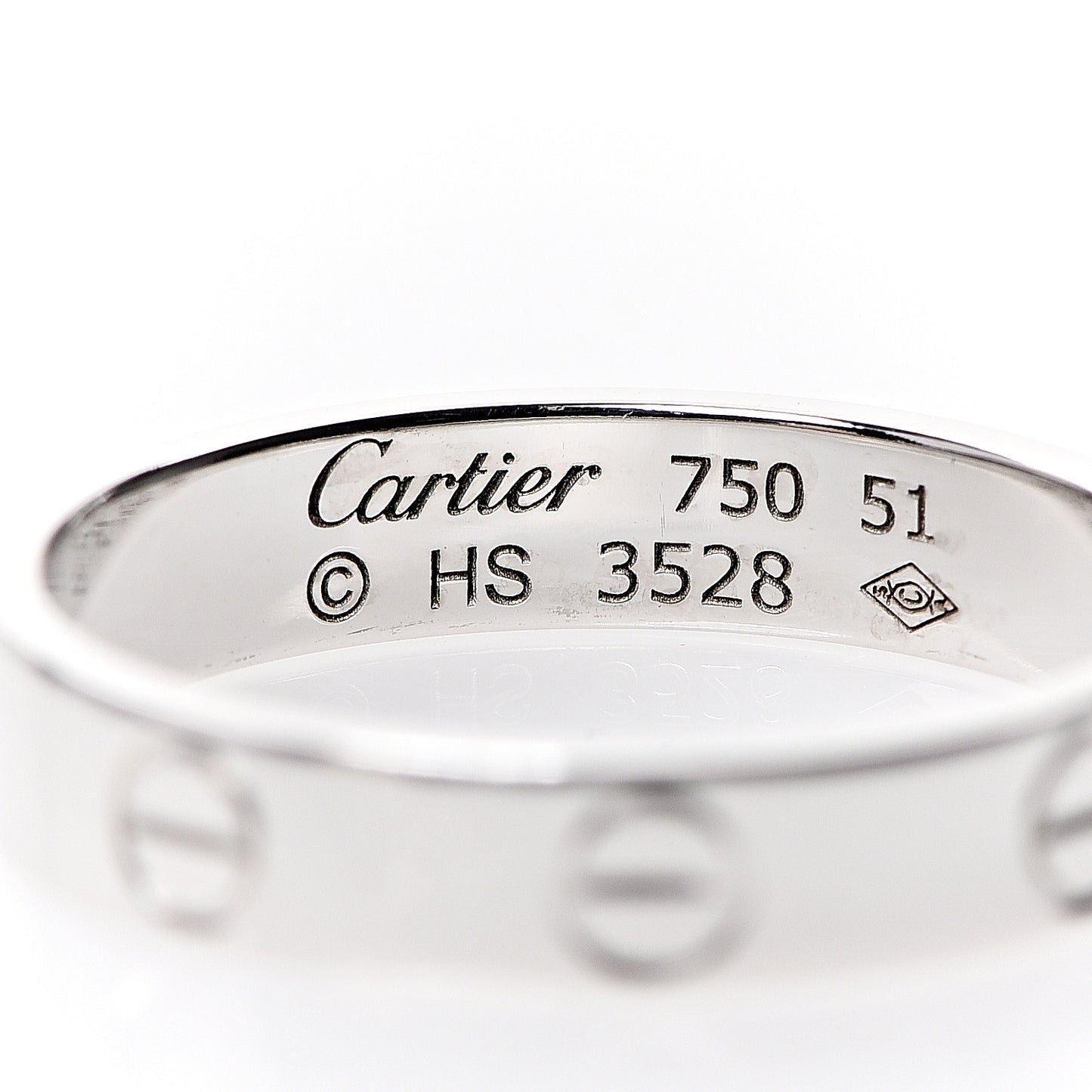 18K White Gold 3.5mm LOVE Wedding Band Ring 51 5.75