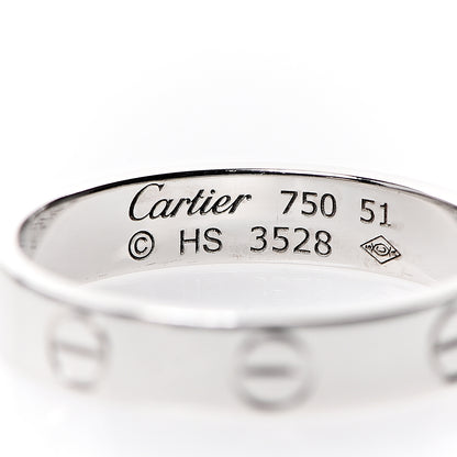 Cartier 18K White Gold 3.5mm LOVE Wedding Band Ring 51 5.75 3 of 4